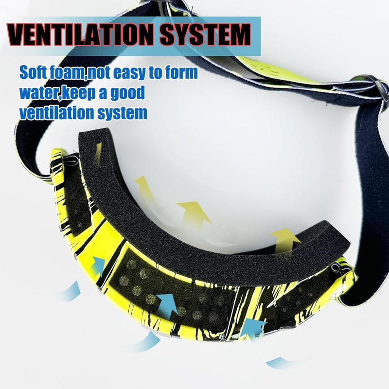 4-FQ Motorcycle Goggles ATV Dirt Bike Gear Motocross Riding Racing Glasses MX&MTB Accessories Off-Road Helmet Goggles for Men&Women, UV400 Protection Dust-proof Anti-Scratch Impact Resistant - Clear - Image 3